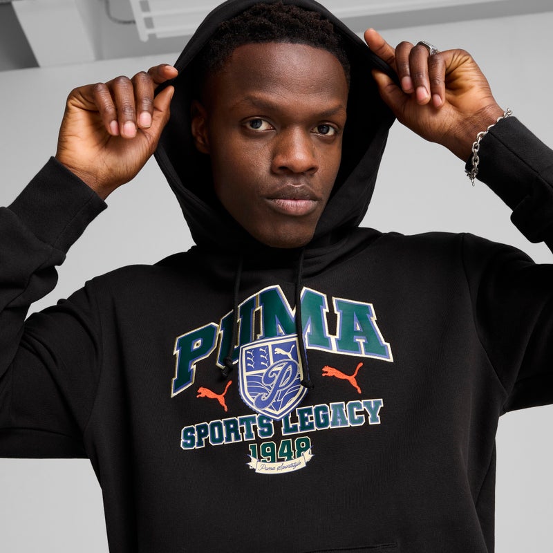 PUMA SPORTS LEGACY Graphic Mens Black Hoodie - Image 2